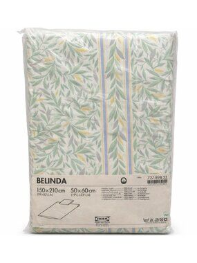 Vintage IKEA Belinda Duvet Cover Set Green Leaf Floral Cotton Twin NOS